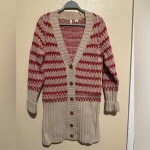 Anthropologie Moth Sweater 100% Wool Size‎ Medium Longline Stripes